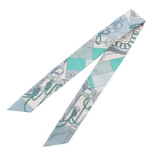 将图像加载到图库查看器中，HERMES Twilly Cliquetis Ciel/Blanc/Menthol Silk100%
