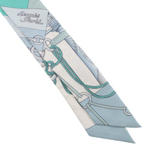 将图像加载到图库查看器中，HERMES Twilly Cliquetis Ciel/Blanc/Menthol Silk100%
