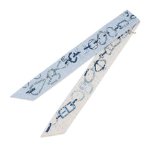 Load image into Gallery viewer, HERMES Twilly Do Re Boucles Broderie Anglaise Spring/Summer 2023 Blue/Blanc/Marine Silk100%
