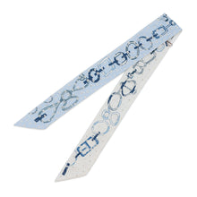 Load image into Gallery viewer, HERMES Twilly Do Re Boucles Broderie Anglaise Spring/Summer 2023 Blue/Blanc/Marine Silk100%
