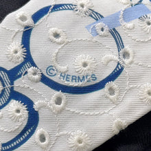Load image into Gallery viewer, HERMES Twilly Do Re Boucles Broderie Anglaise Spring/Summer 2023 Blue/Blanc/Marine Silk100%
