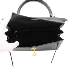 将图像加载到图库查看器中，HERMES Kelly Sellier Black Epsom Size 25
