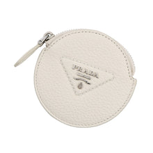 Load image into Gallery viewer, PRADA Triangle logo Coin purse White1MM006 Leather
