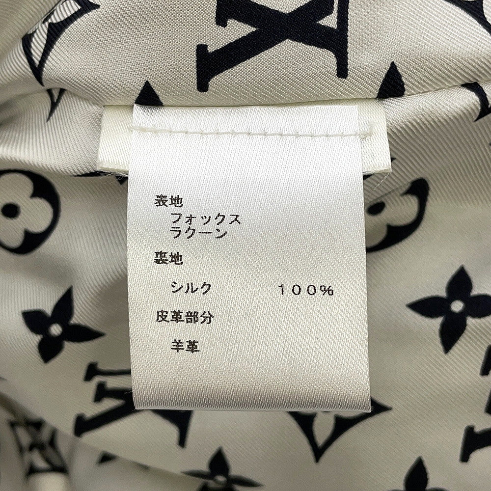 ルイヴィトン ファージャケット ダミエ フォックス インターシャ レディースサイズ38 1A5RDH 黒 ブラック 白 LOUIS VUITTON Damier Fox Intarsia Fur Jacket Size 38 White