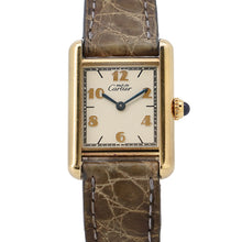 将图像加载到图库查看器中，CARTIER Must Tank SM Vermeil H28mmxW20.5mm SV925 Gold Plated Ivory DialW1008354
