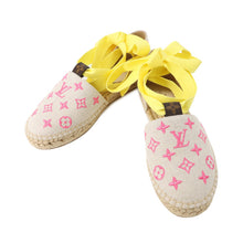 Load image into Gallery viewer, LOUIS VUITTON Starboard Line Loafer Sandals Natural/Pink1A8GC6 Canvas Raffia Rubber Size 36
