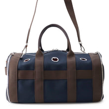 将图像加载到图库查看器中，HERMES Dog Carrier 2-Way Shoulder Bag Navy/Brown Canvas

