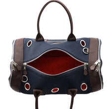 将图像加载到图库查看器中，HERMES Dog Carrier 2-Way Shoulder Bag Navy/Brown Canvas
