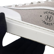将图像加载到图库查看器中，HERMES Get Sneakers Gray/White/Black Canvas Leather Size 38
