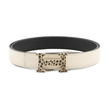 将图像加载到图库查看器中，HERMES Constance HBelt Reversible Enamel Feline Size 85 White/Black Chamonix Epsom
