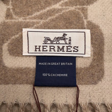 Load image into Gallery viewer, HERMES Cashmere Scarf Clic Se Nue Marron Grasset/Craie Cashmere100%
