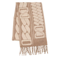 HERMES Cashmere Scarf Clic Se Nue Marron Grasset/Craie Cashmere100%