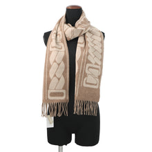 将图像加载到图库查看器中，HERMES Cashmere Scarf Clic Se Nue Marron Grasset/Craie Cashmere100%
