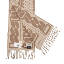 Load image into Gallery viewer, HERMES Cashmere Scarf Clic Se Nue Marron Grasset/Craie Cashmere100%
