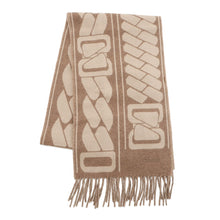 将图像加载到图库查看器中，HERMES Cashmere Scarf Clic Se Nue Marron Grasset/Craie Silk100%
