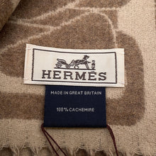 Load image into Gallery viewer, HERMES Cashmere Scarf Clic Se Nue Marron Grasset/Craie Silk100%
