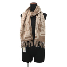 将图像加载到图库查看器中，HERMES Cashmere Scarf "Clic-se-nue" Marron Grasset/Craie Cashmere100%
