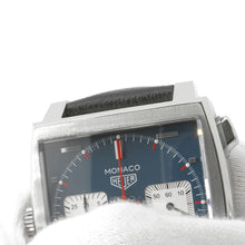 将图像加载到图库查看器中，TAG HEUER Monaco Chronograph Calibre W39mm Stainless Steel Leather Blue DialCAW211P.FC6356
