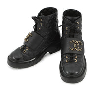 CHANEL CC Logo Short Boots BlackG39516 Leather Size 35