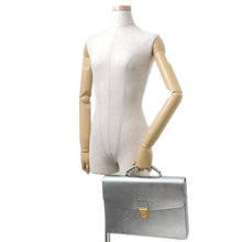 Load image into Gallery viewer, CELINE 2WAY business bag Silver190693 Laminated Calf Leather Size Small
