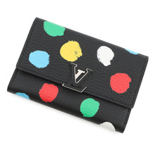 Load image into Gallery viewer, LOUIS VUITTON LV × YK Portefeuille Capucine Compact Noir/MulticolorM81963 Taurillon Leather/Painted Dot
