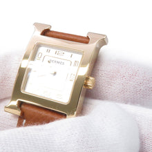 Load image into Gallery viewer, HERMES H Watch PM W25mm Stainless Steel Gold Plated Epsom(Gold) Silver Oparin DialHH1.201/W404380WW00
