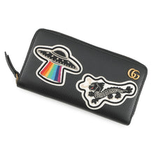 将图像加载到图库查看器中，GUCCI GG Marmont Zip AroundNagazaiCloth Black/Multicolor474584 Leather
