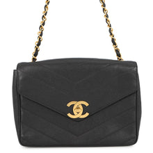 Load image into Gallery viewer, CHANEL Chevron Flap ChainShoulder Bag Black Caviar Leather
