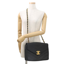 Load image into Gallery viewer, CHANEL Chevron Flap ChainShoulder Bag Black Caviar Leather
