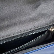 Load image into Gallery viewer, CHANEL Chocolate Bar ChainShoulder Bag Blue/Black Satin
