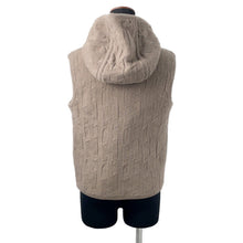 将图像加载到图库查看器中，HERMES H-motif Quilted Vest with Hood Size 34 Beige Wool 100%
