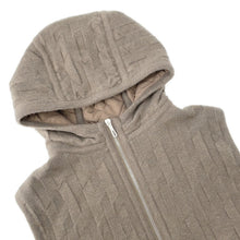 将图像加载到图库查看器中，HERMES H-motif Quilted Vest with Hood Size 34 Beige Wool 100%
