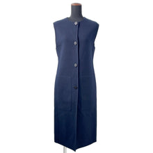 Load image into Gallery viewer, HERMES Long gilet Size 34 Navy Cashmere100%
