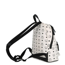 将图像加载到图库查看器中，MCM Visetos Stark Backpack White/BlackMMKCSVE02WT001 Leather
