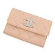 CHANEL Matelasse CC Logo Card Case BeigeAP4333 Caviar Leather