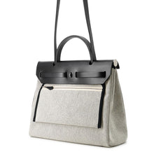 Load image into Gallery viewer, HERMES Herbag Zip Pegasus Pop Black/Blue Indigo/Ecru Toile H Vache Hunter Leather Size PM
