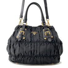 Load image into Gallery viewer, PRADA Gathered 2WAYHandbag BlackBN2346 Nylon Leather
