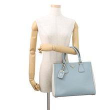 Load image into Gallery viewer, PRADA Saffiano Leather 2WAYHandbag Light Blue/WhiteBN2438 Leather
