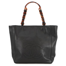 将图像加载到图库查看器中，CHANEL CC Logo Plastic Chain Tote Bag Black/Brown Caviar Leather
