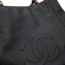 将图像加载到图库查看器中，CHANEL CC Logo Plastic Chain Tote Bag Black/Brown Caviar Leather
