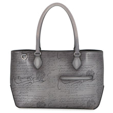将图像加载到图库查看器中，Berluti Calligraphy Tote Bag Gray Leather Size Mini
