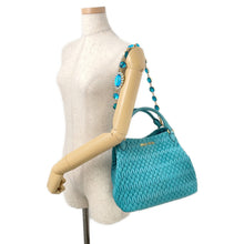 将图像加载到图库查看器中，MIUMIU Matelasse Crystal 2WAY Tote Bag BlueRN0896 Leather
