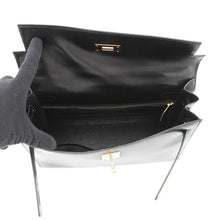 将图像加载到图库查看器中，HERMES Kelly Sellier Black Box Calf Leather Size 32
