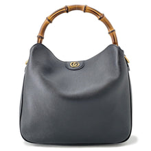 将图像加载到图库查看器中，GUCCI Diana Handbag Black/Beige746124 Leather Size Medium
