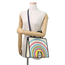 将图像加载到图库查看器中，GUCCI Children's Cat 2-way Tote Bag Ivory/Navy/Multicolor630542 Leather
