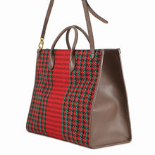 Load image into Gallery viewer, GUCCI Interlocking G Tote Bag Red/Brown/Multicolor644994 Tweed Leather
