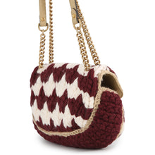 Load image into Gallery viewer, GUCCI GG Marmont Knit Shoulder Bag Bordeaux/White443497 Wool Leather
