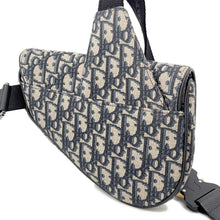 将图像加载到图库查看器中，Dior Oblique Saddlebag Navy1ADPO248YKY_H27E Canvas Leather Size Mini
