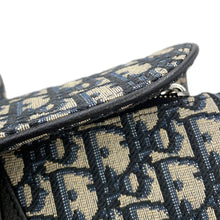 将图像加载到图库查看器中，Dior Oblique Saddlebag Navy1ADPO248YKY_H27E Canvas Leather Size Mini
