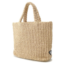 Load image into Gallery viewer, PRADA Crochet Tote Bag Beige1BG422 Raffia Size Small

